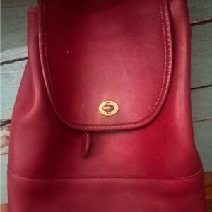 Elegant Red Leather Backpack